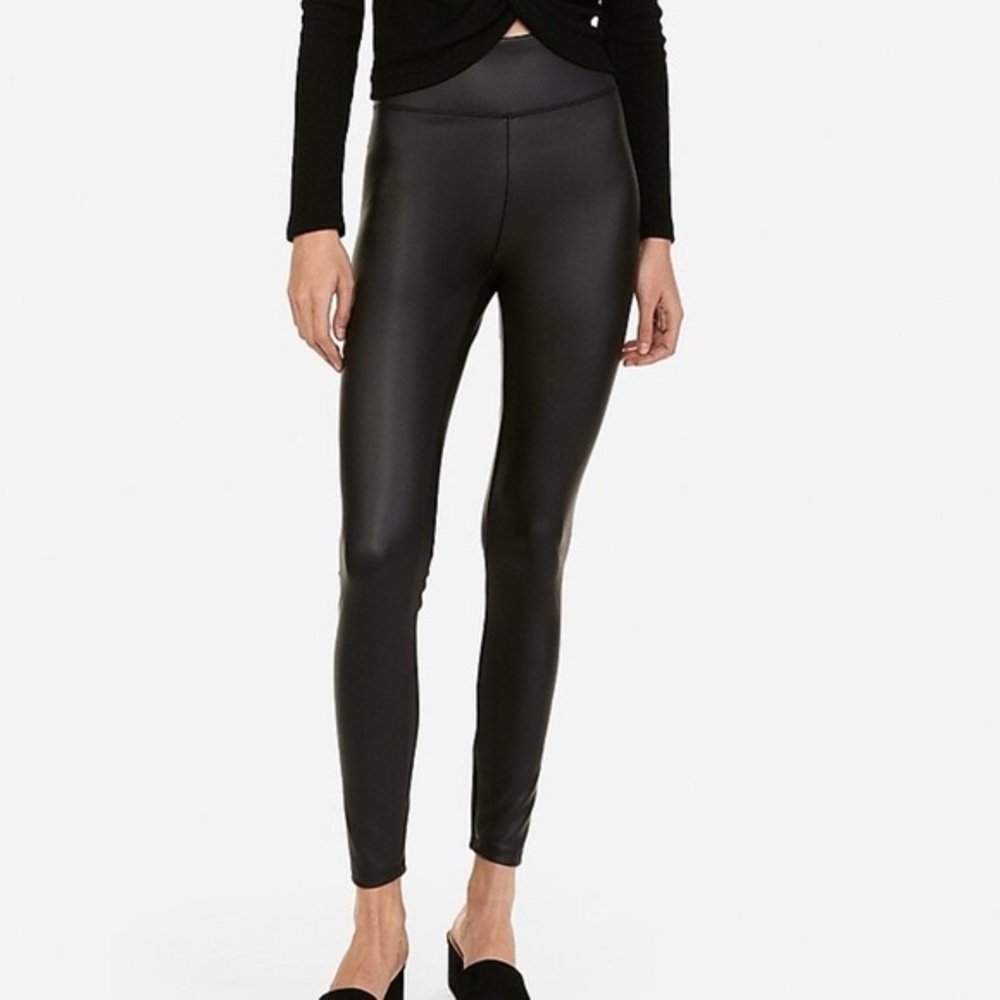 High rise faux leather leggings